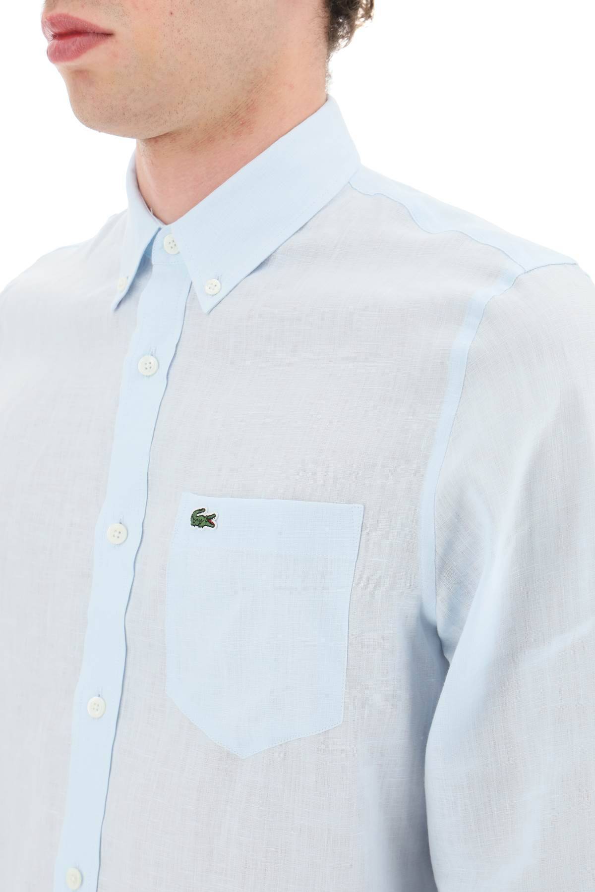 Shop Lacoste Light Linen Shirt In Light Blue