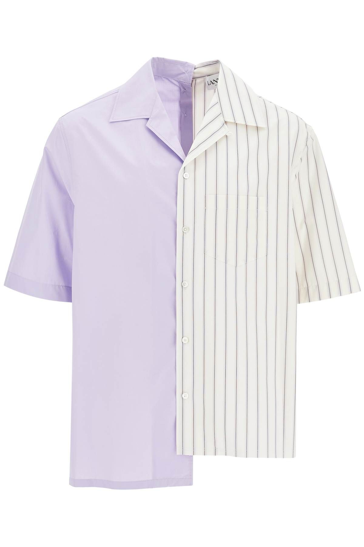 Shop Lanvin Asymmetric Bowling Shirt With In White