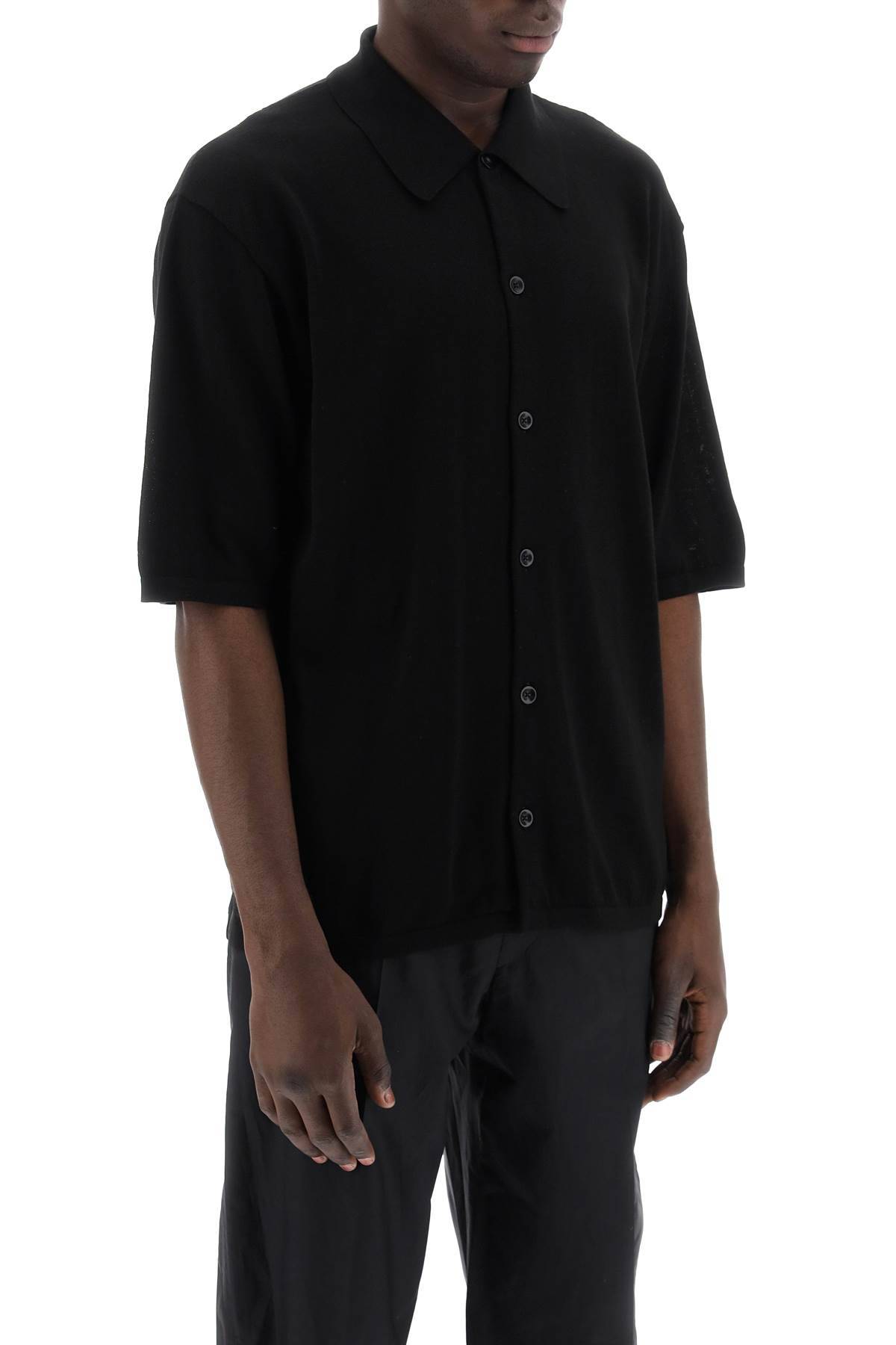 Shop Lemaire Short-sleeved Knit Shirt For In Black