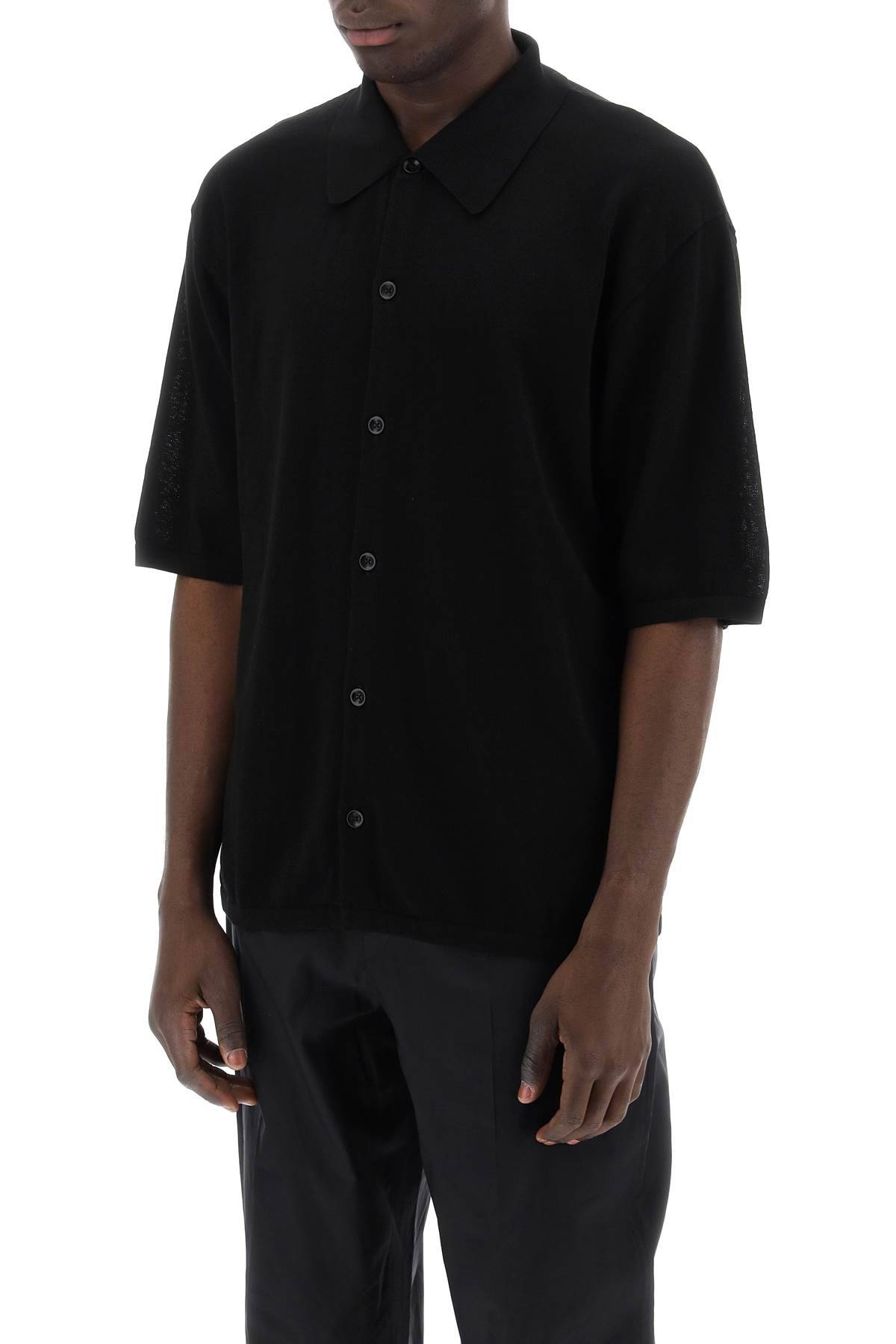 Shop Lemaire Short-sleeved Knit Shirt For In Black