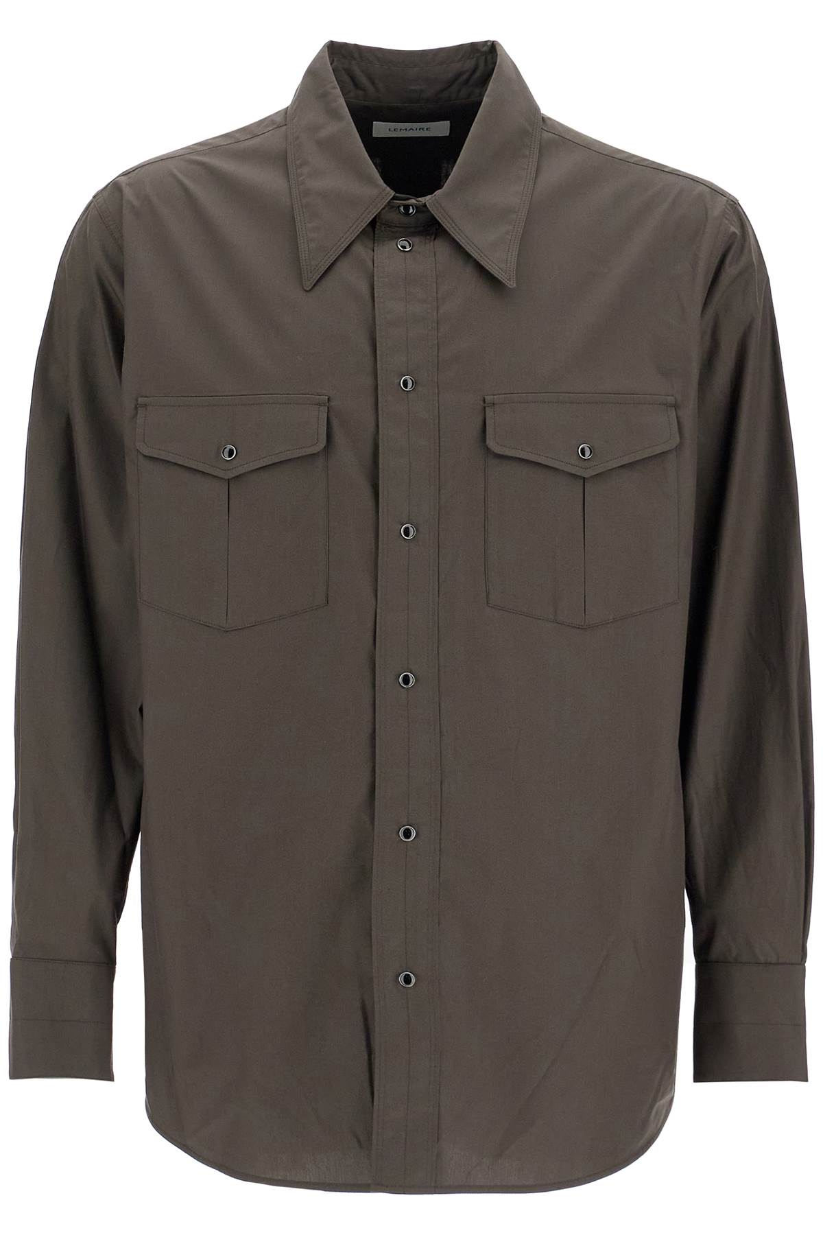 Shop Lemaire Western Shirt With Snap Buttons In Brown