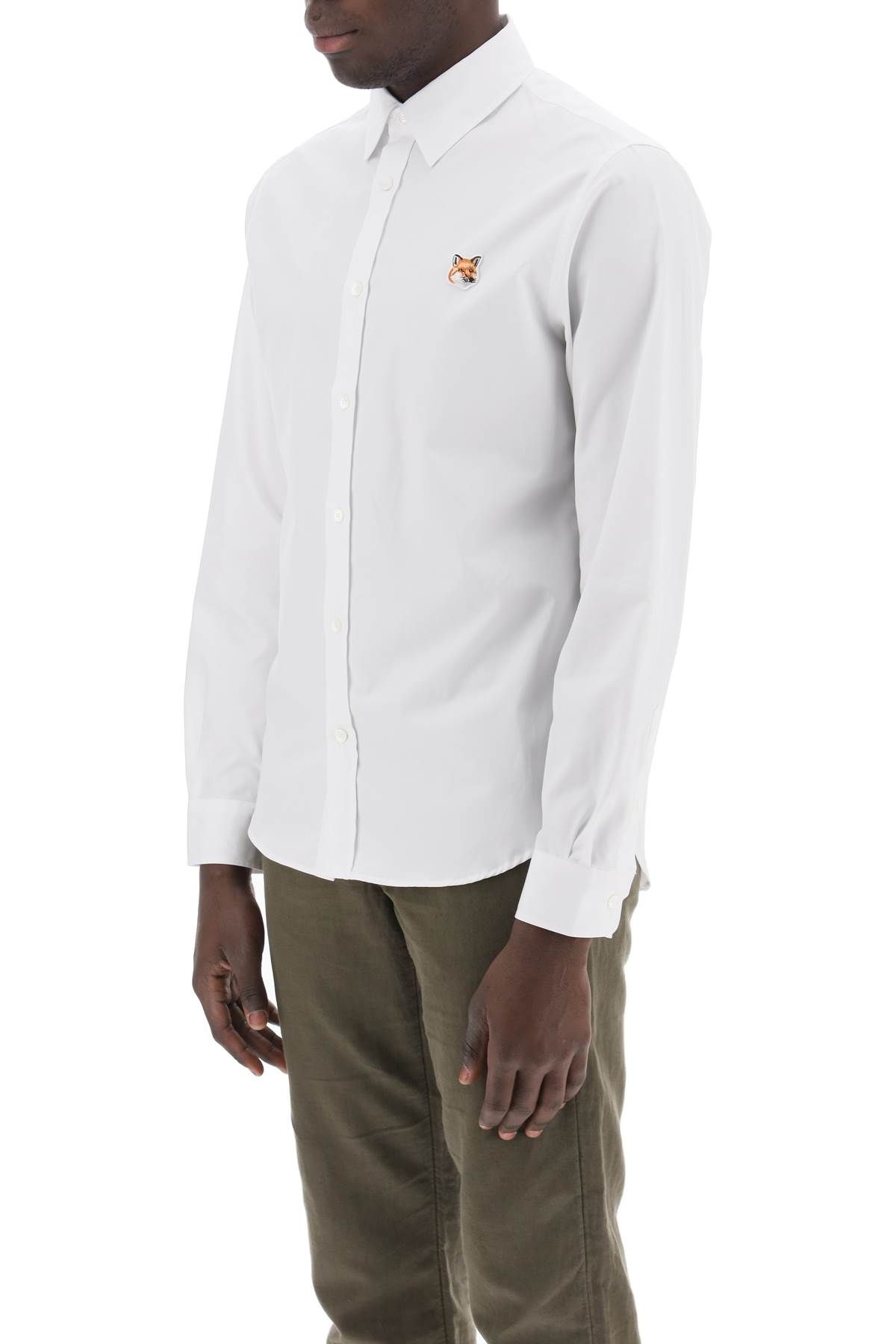 Shop Maison Kitsuné Fox Head Poplin Shirt In White