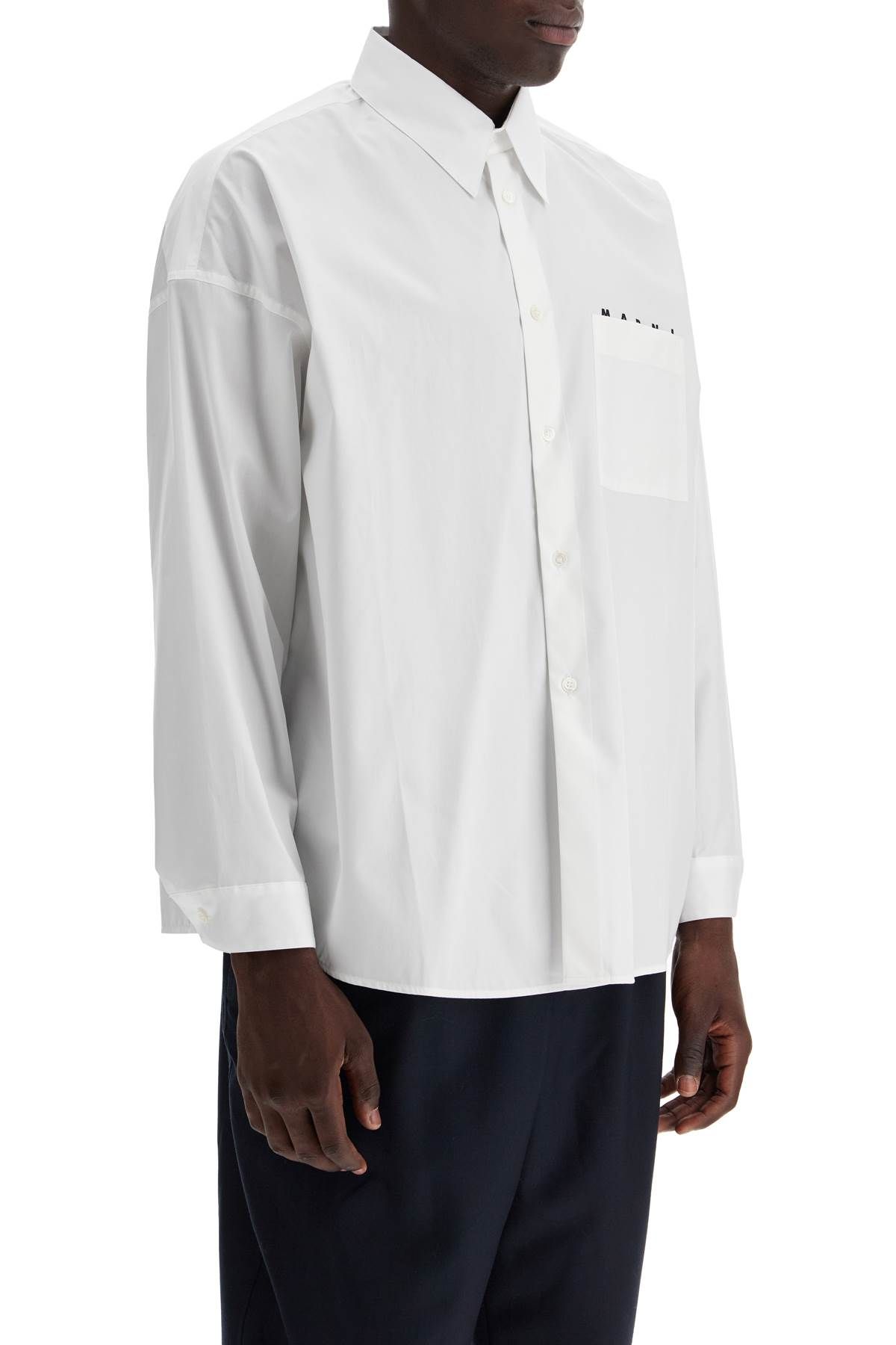 Shop Marni Boxy Shirt With Pocket Detail In White