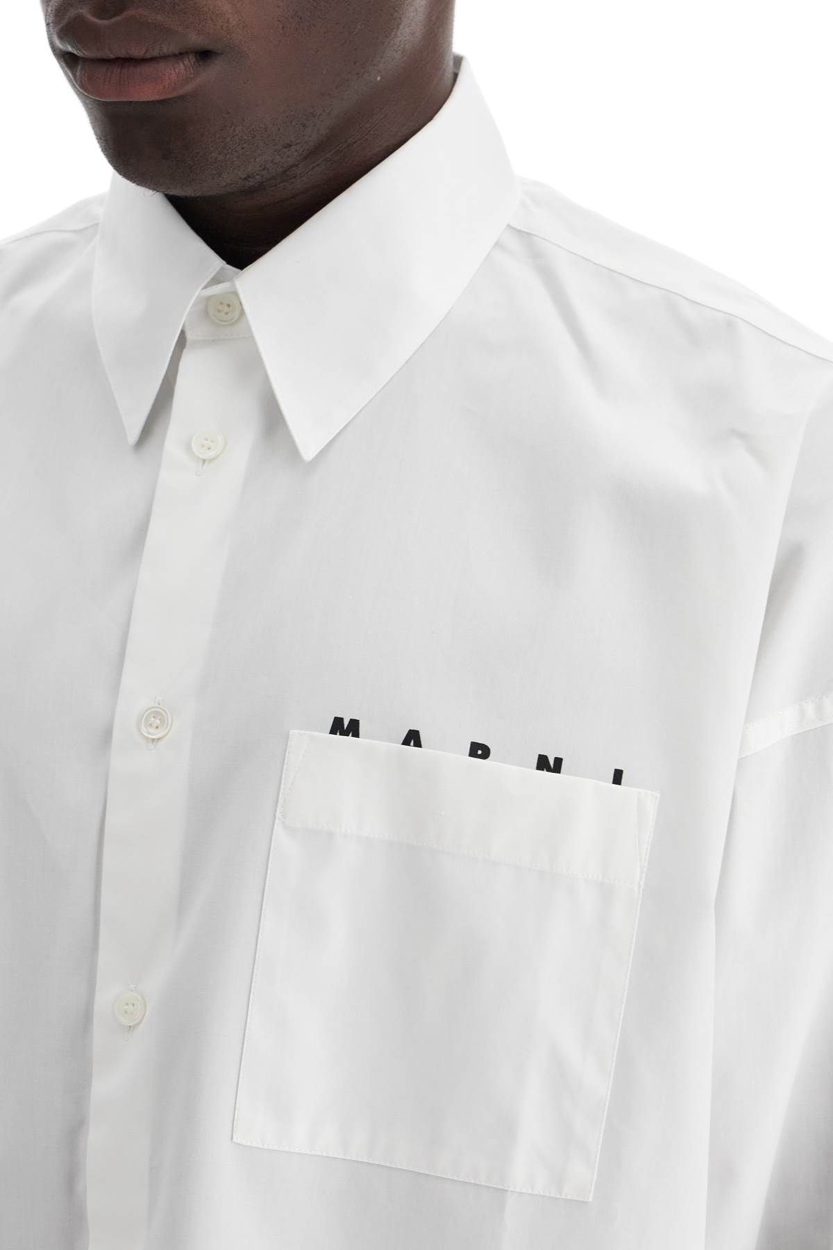 Shop Marni Boxy Shirt With Pocket Detail In White