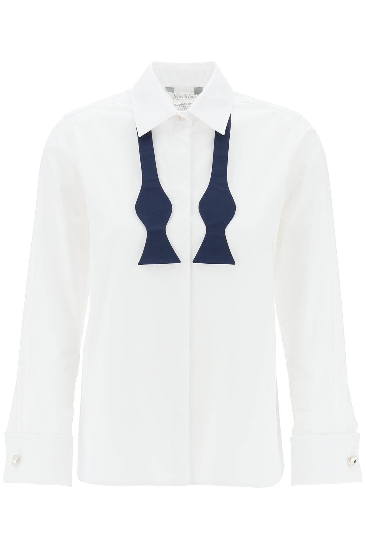 Max Mara Cotton Shirt With Bow Tie In White