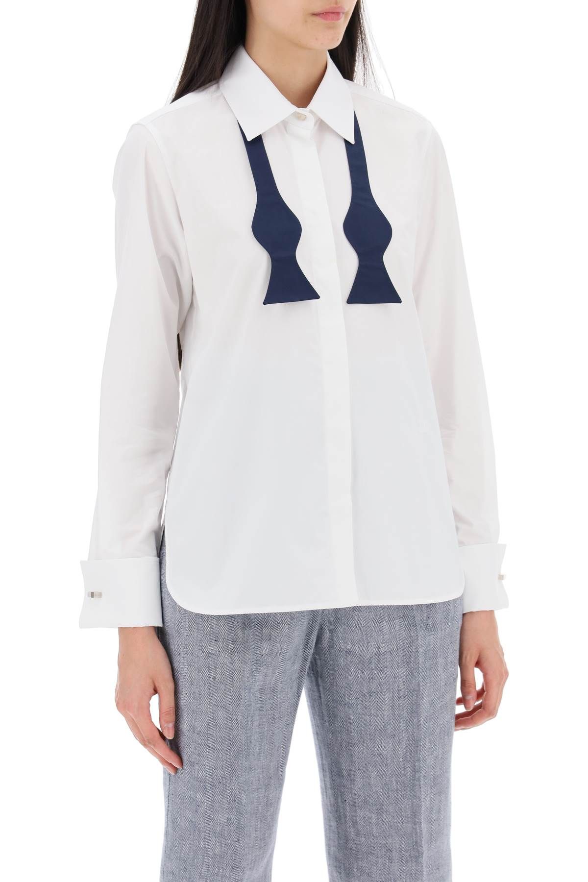 Shop Max Mara Laser Shirt With Bow Tie In White