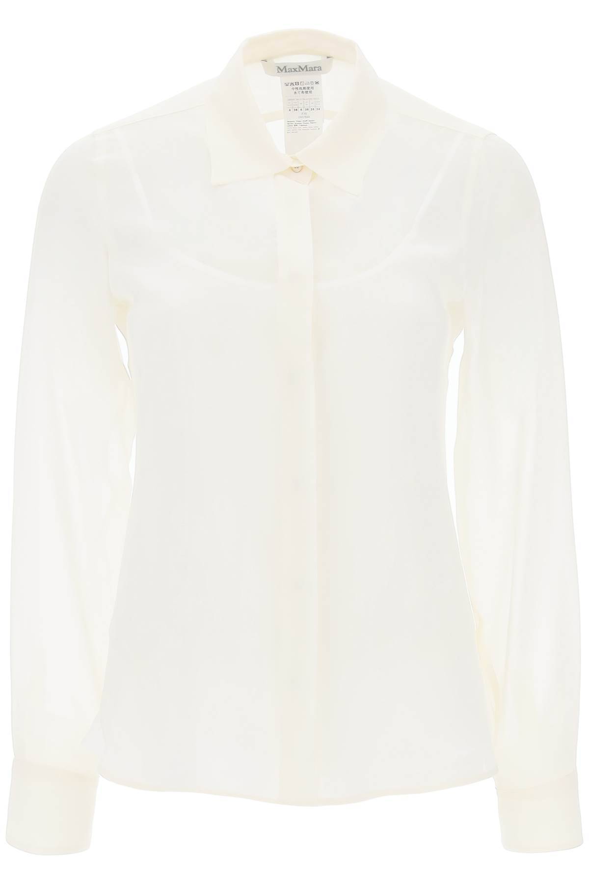 Max Mara 'manche' Silk Georgette Shirt In White