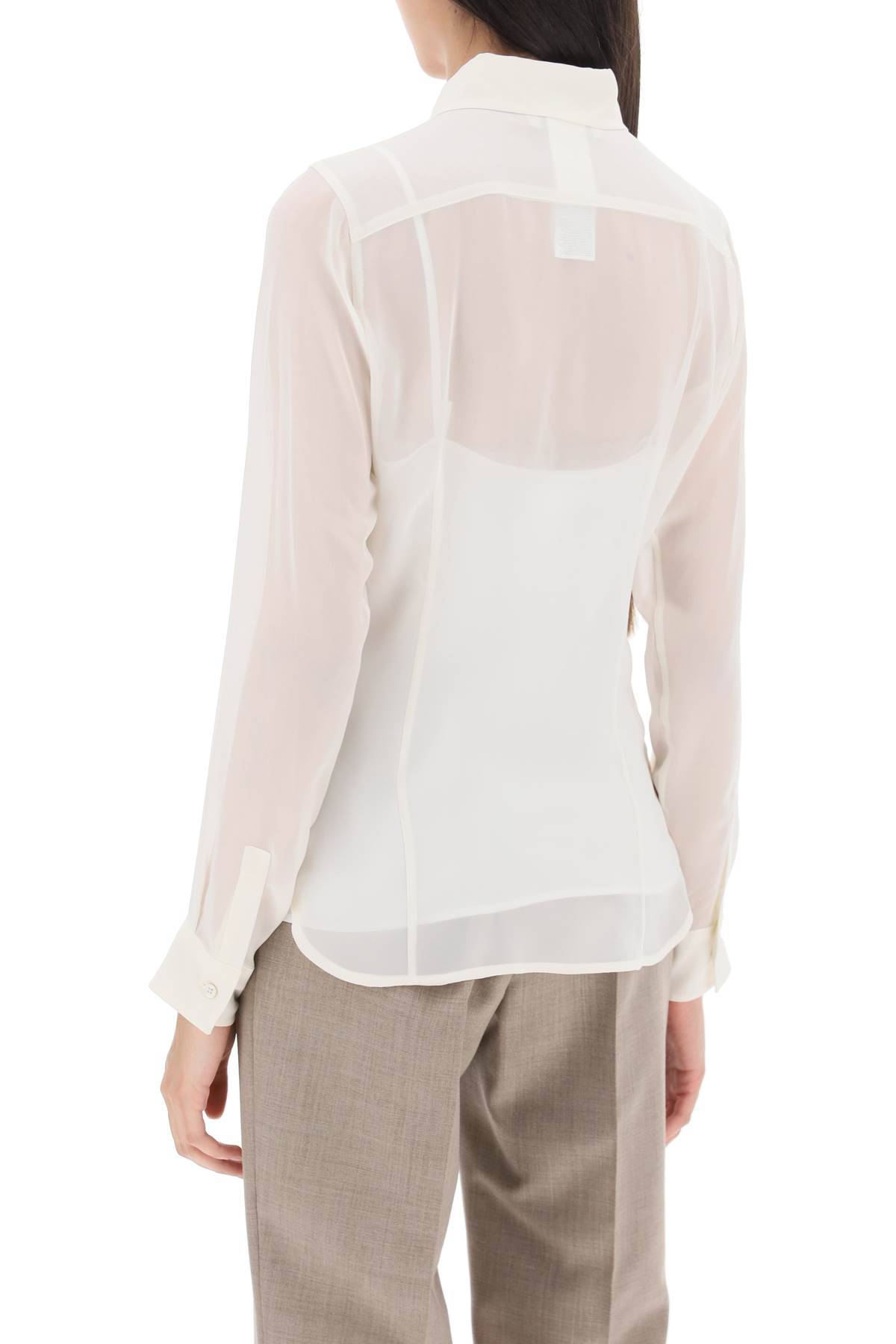 Shop Max Mara 'manche' Silk Georgette Shirt In White