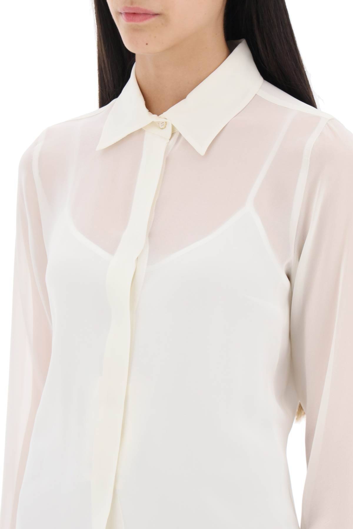 Shop Max Mara 'manche' Silk Georgette Shirt In White