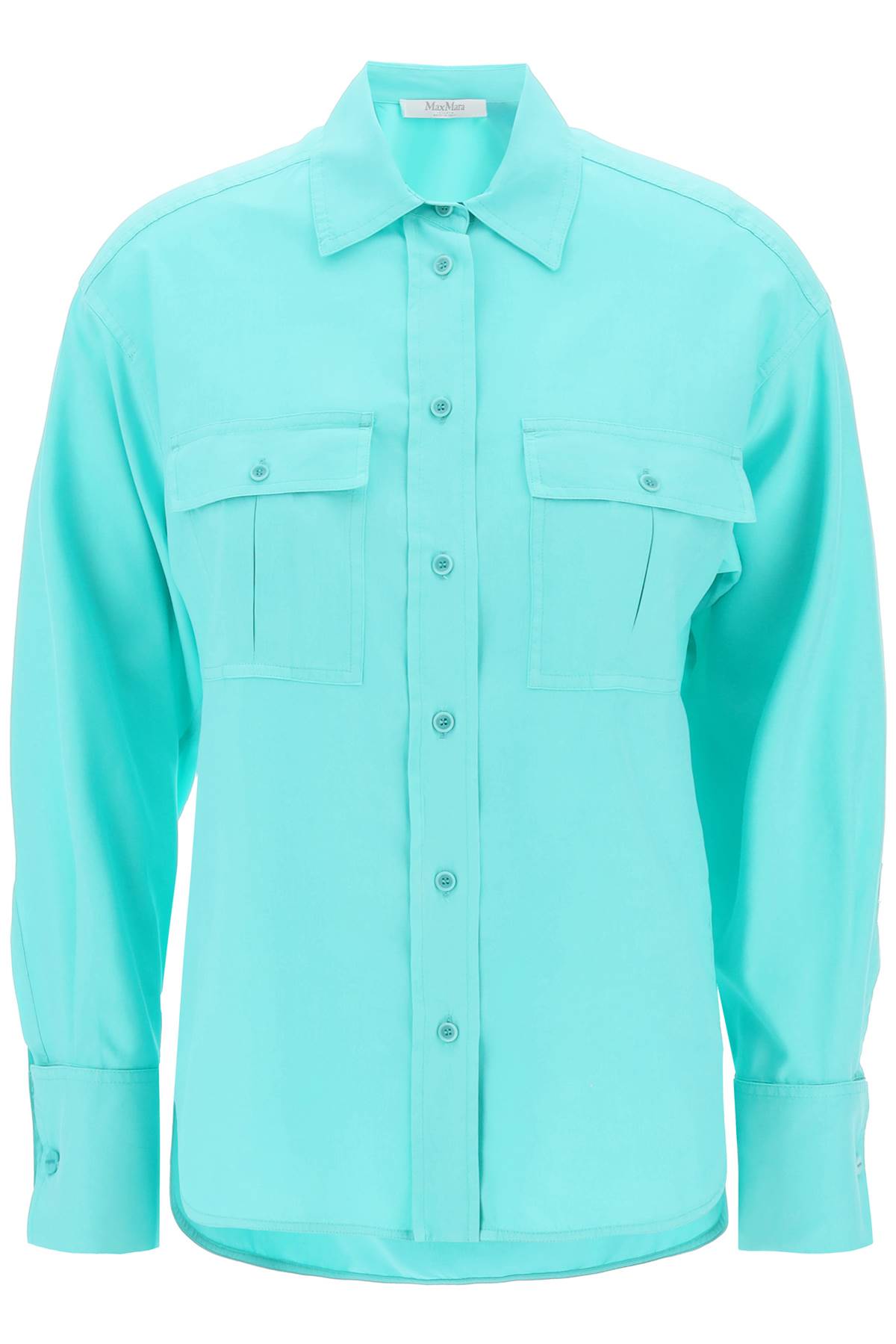 Shop Max Mara Silk Shirt In Light Blue