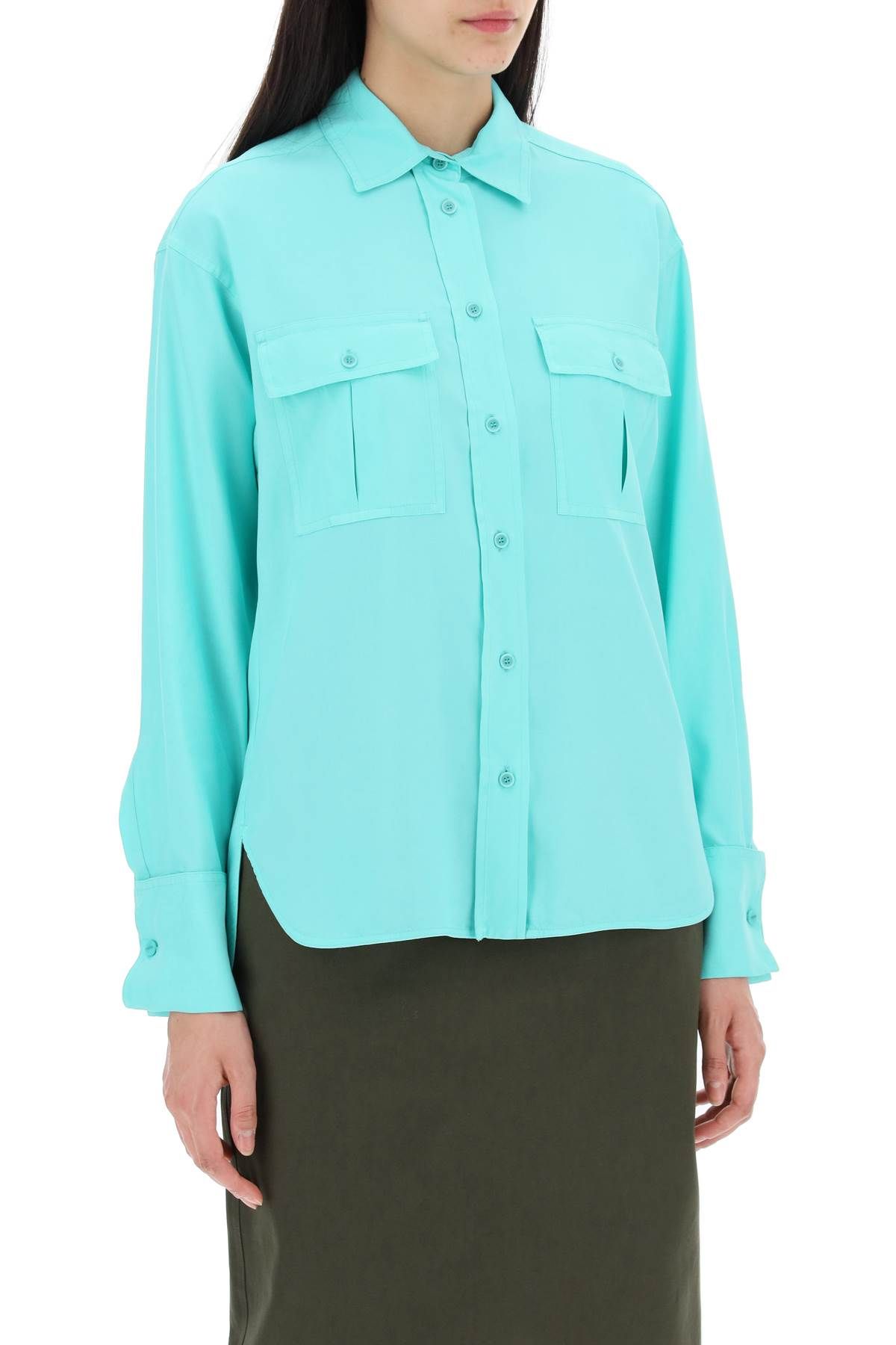 Shop Max Mara Silk Shirt In Light Blue