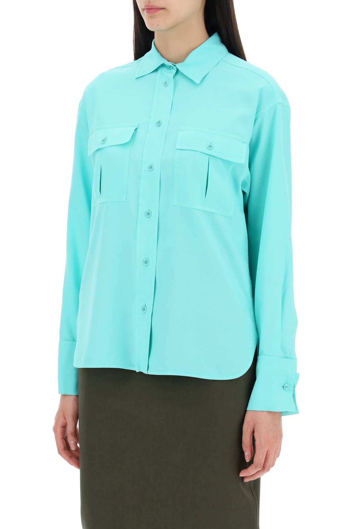 Shop Max Mara Silk Shirt In Light Blue