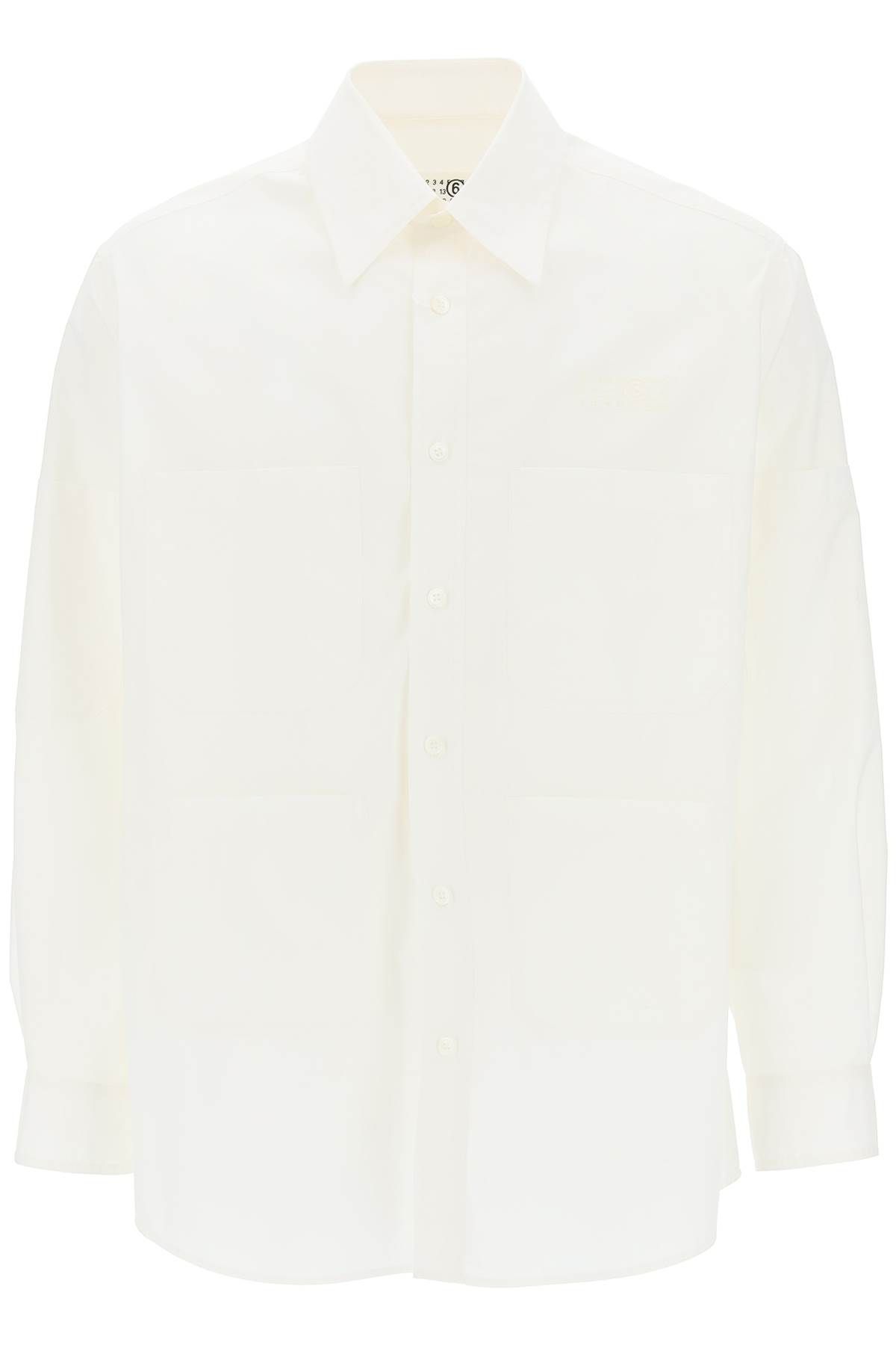 Shop Mm6 Maison Margiela "poplin Multi-pocket Shirt In White