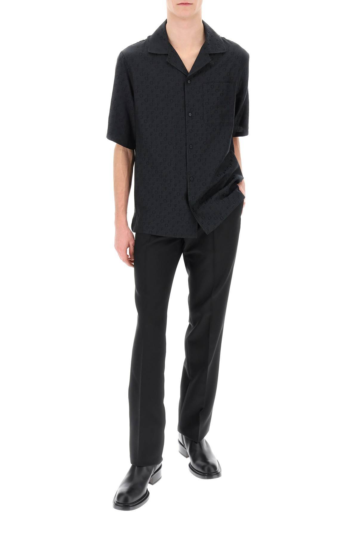 Shop Off-white Holiday Bowling Shirt With Off Pattern In Black