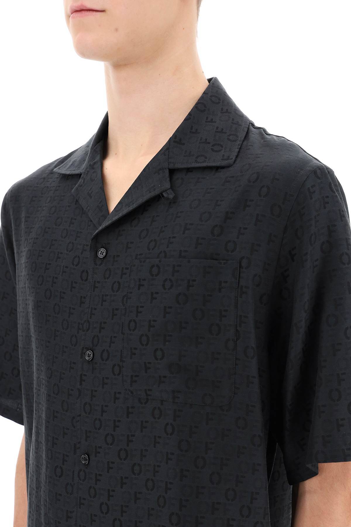 Shop Off-white Holiday Bowling Shirt With Off Pattern In Black