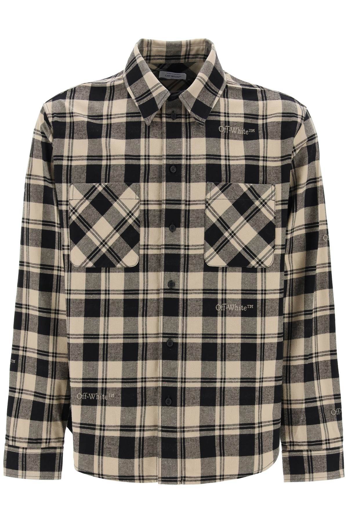 Shop Off-white Check Flannel Shirt In Beige,black