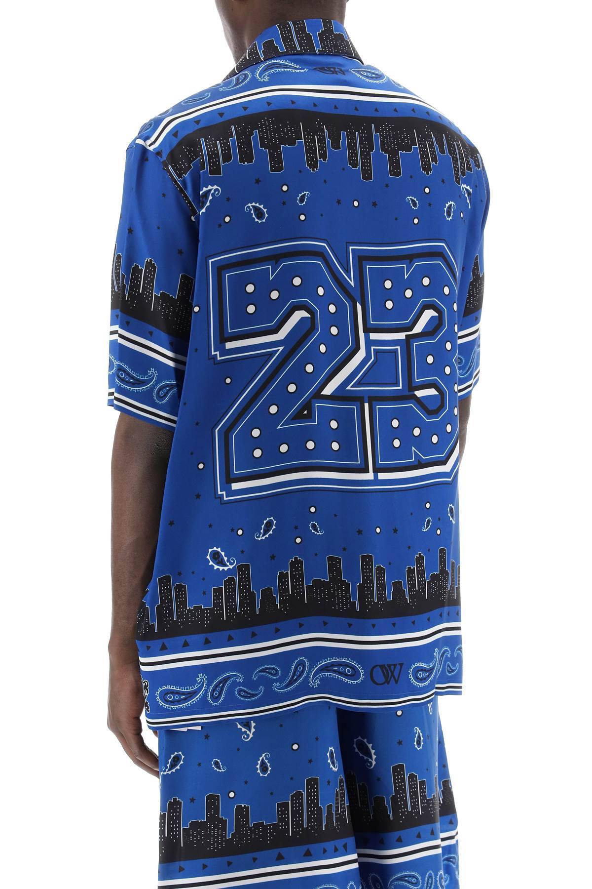 Shop Off-white Skyline Paisley Bowling Shirt With Pattern In Blue