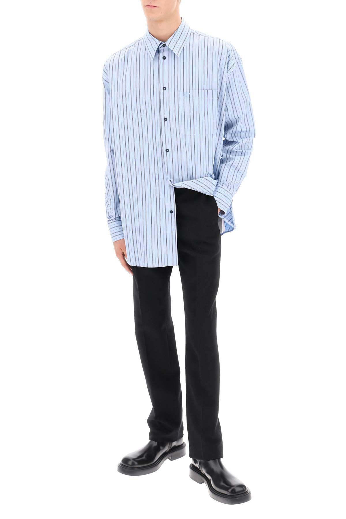 Shop Off-white Striped Maxi Shirt In Light Blue