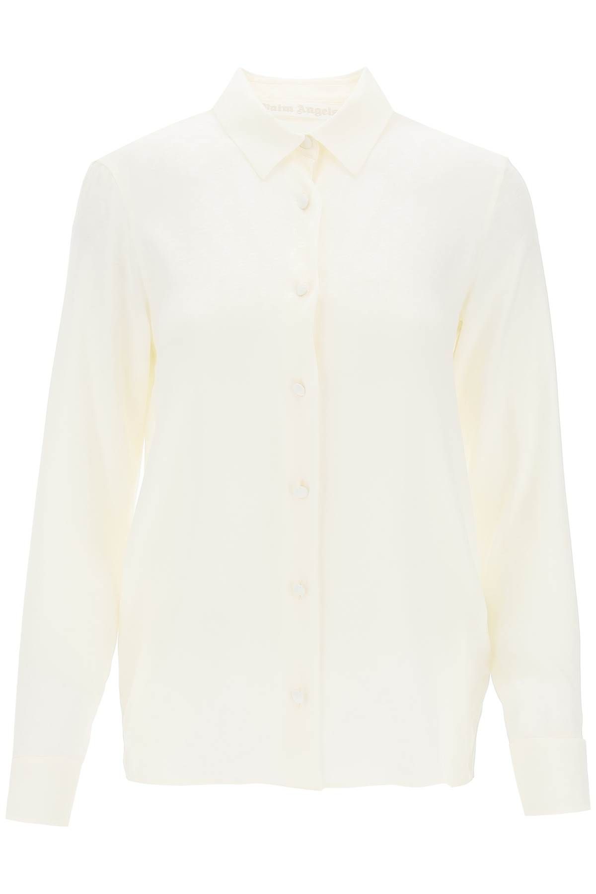 Shop Palm Angels Monogram Satin Shirt In White,neutro