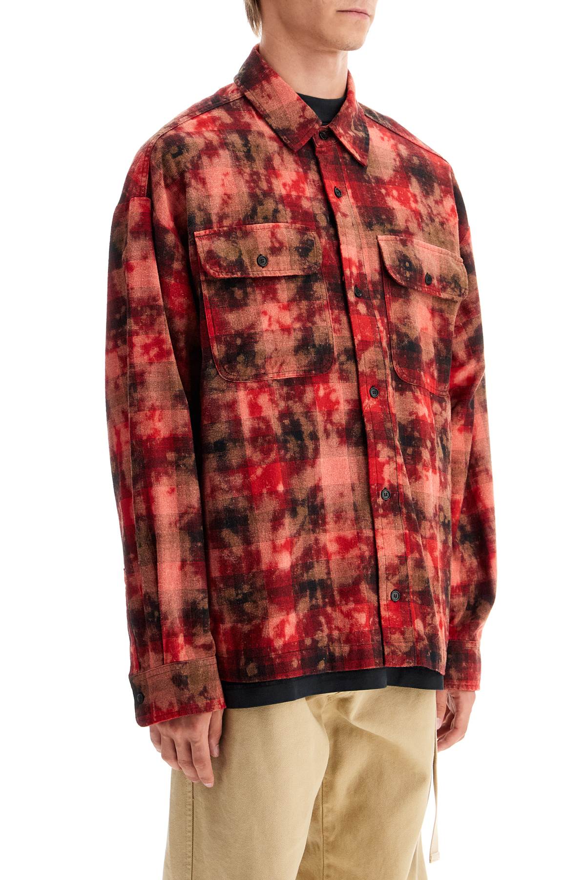 Shop Palm Angels 'flannel Shirt With Curved Logo In Red