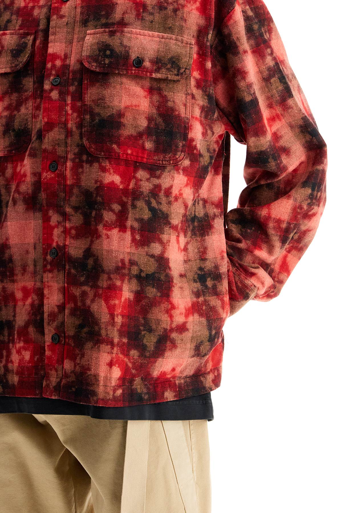 Shop Palm Angels 'flannel Shirt With Curved Logo In Red