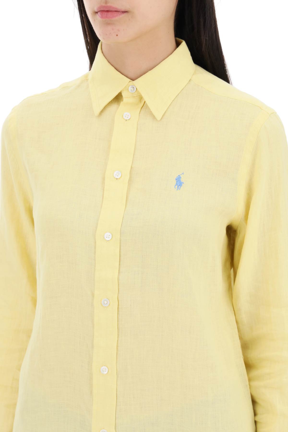 Shop Polo Ralph Lauren Classic Linen Shirt For Men/w In Yellow