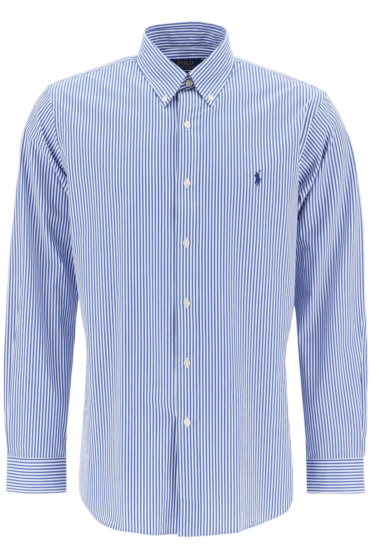 Shop Polo Ralph Lauren 'striped Stretch Poplin Shirt With In Blue