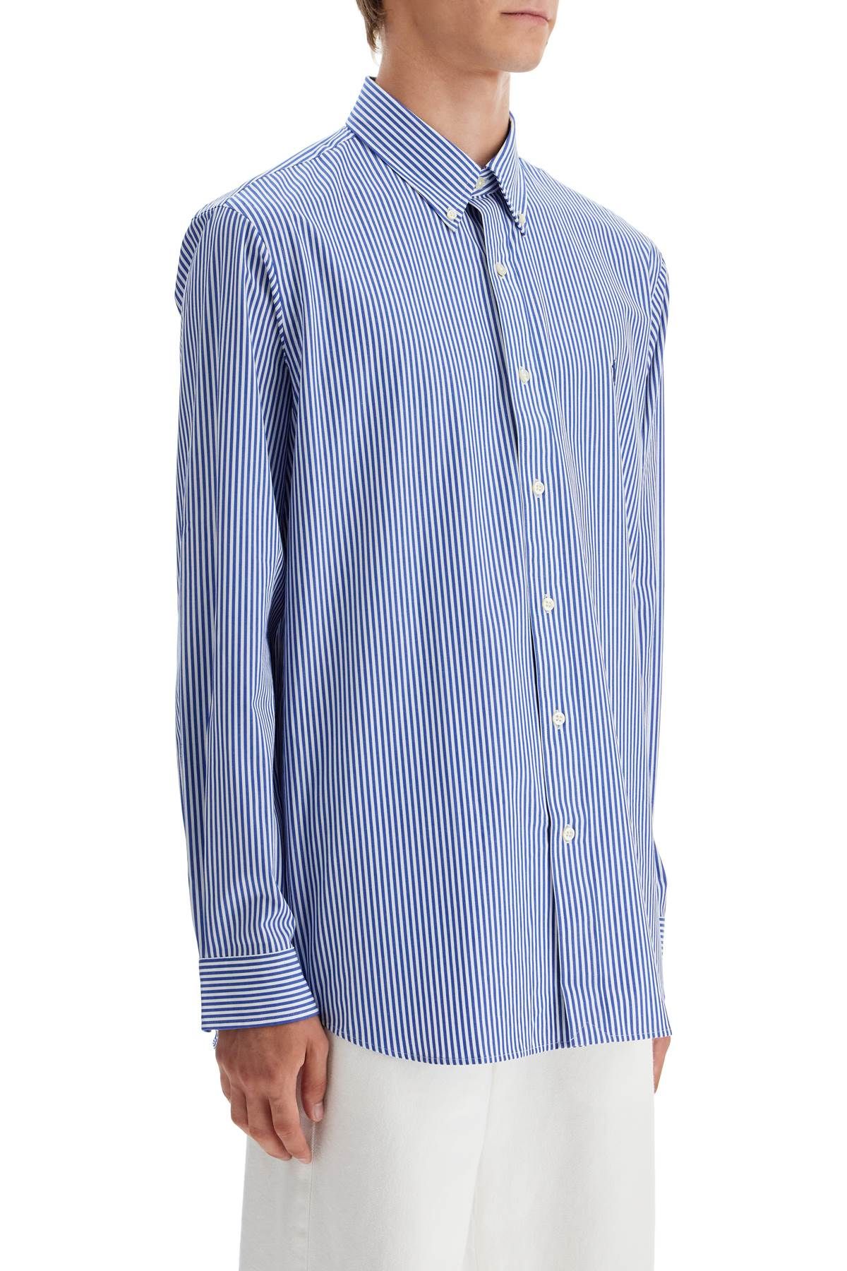 Shop Polo Ralph Lauren 'striped Stretch Poplin Shirt With In Blue