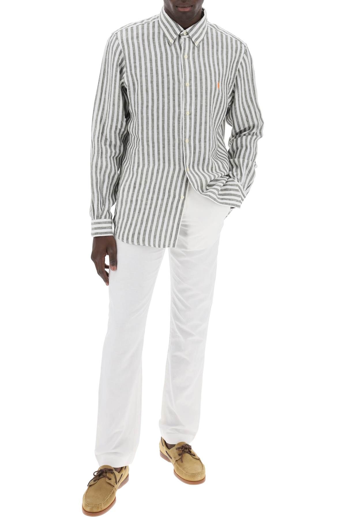 Shop Polo Ralph Lauren Striped Custom-fit Shirt In White