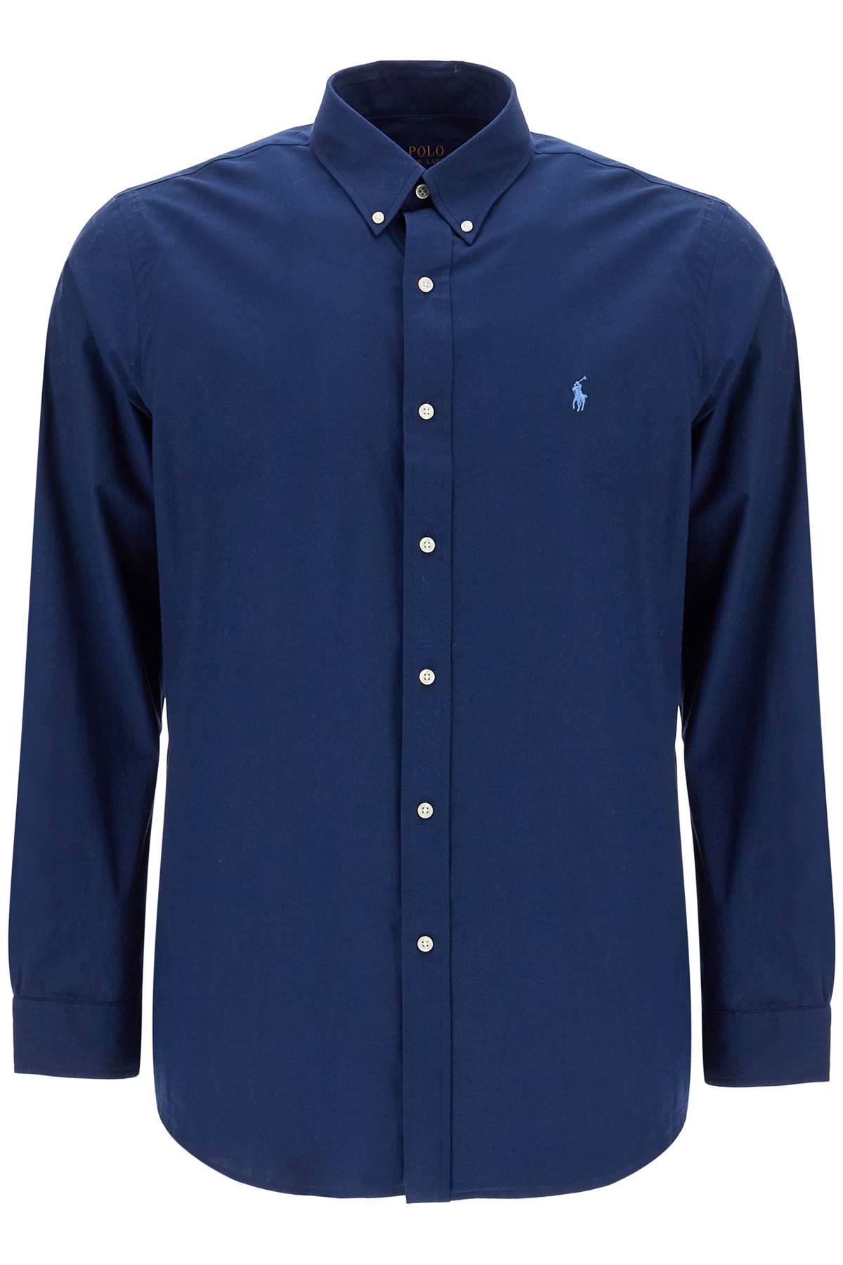 Shop Polo Ralph Lauren Custom Fit Cotton Stretch Shirt In Blue