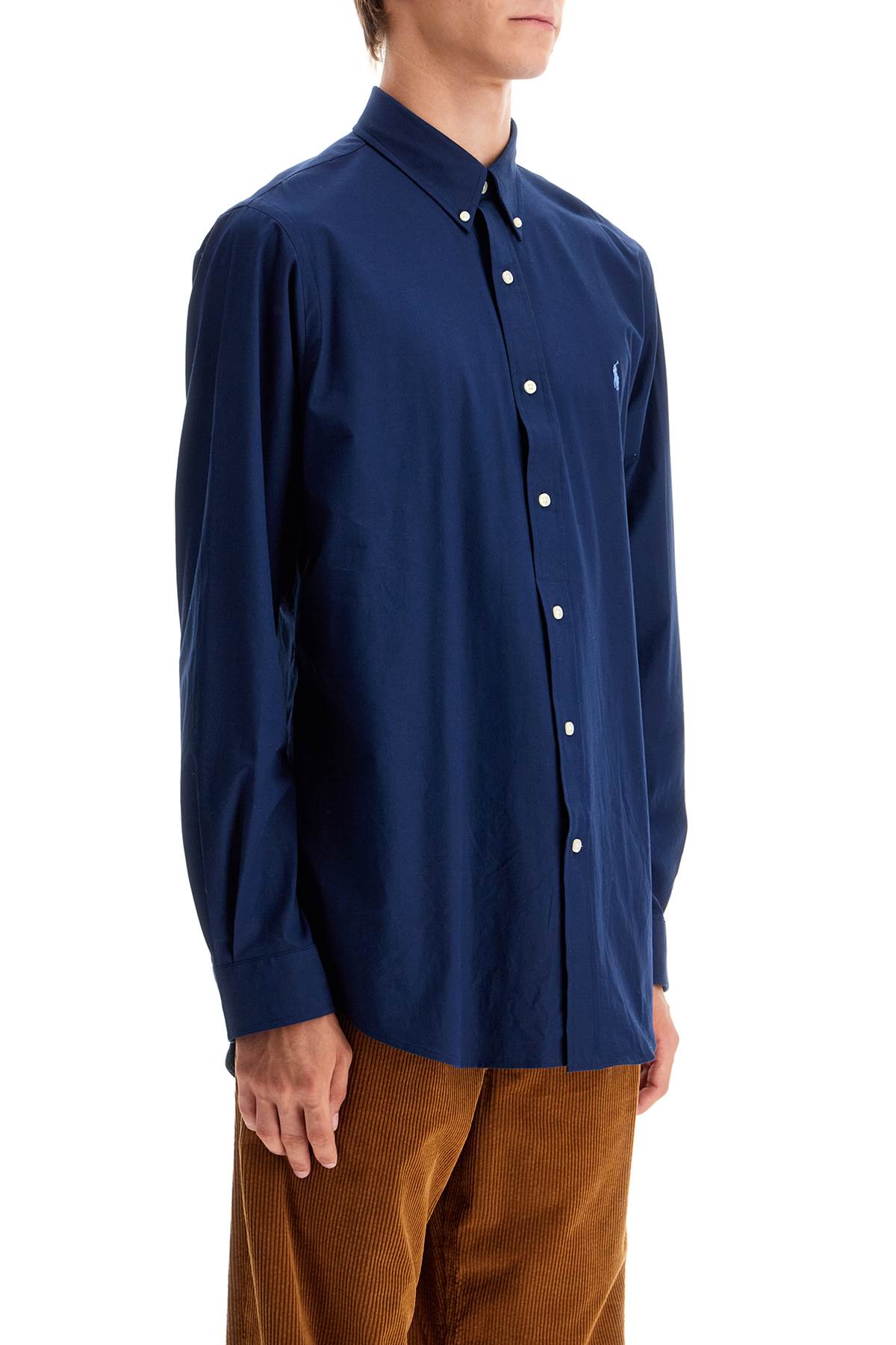 Shop Polo Ralph Lauren Custom Fit Cotton Stretch Shirt In Blue