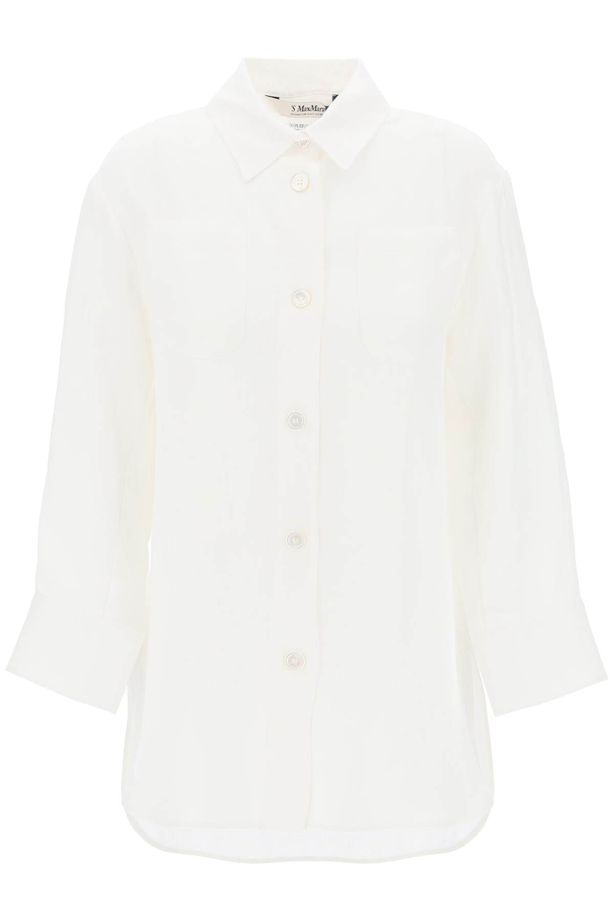 's Max Mara Daria Linen Shirt With Three-quarter Sleeves In White
