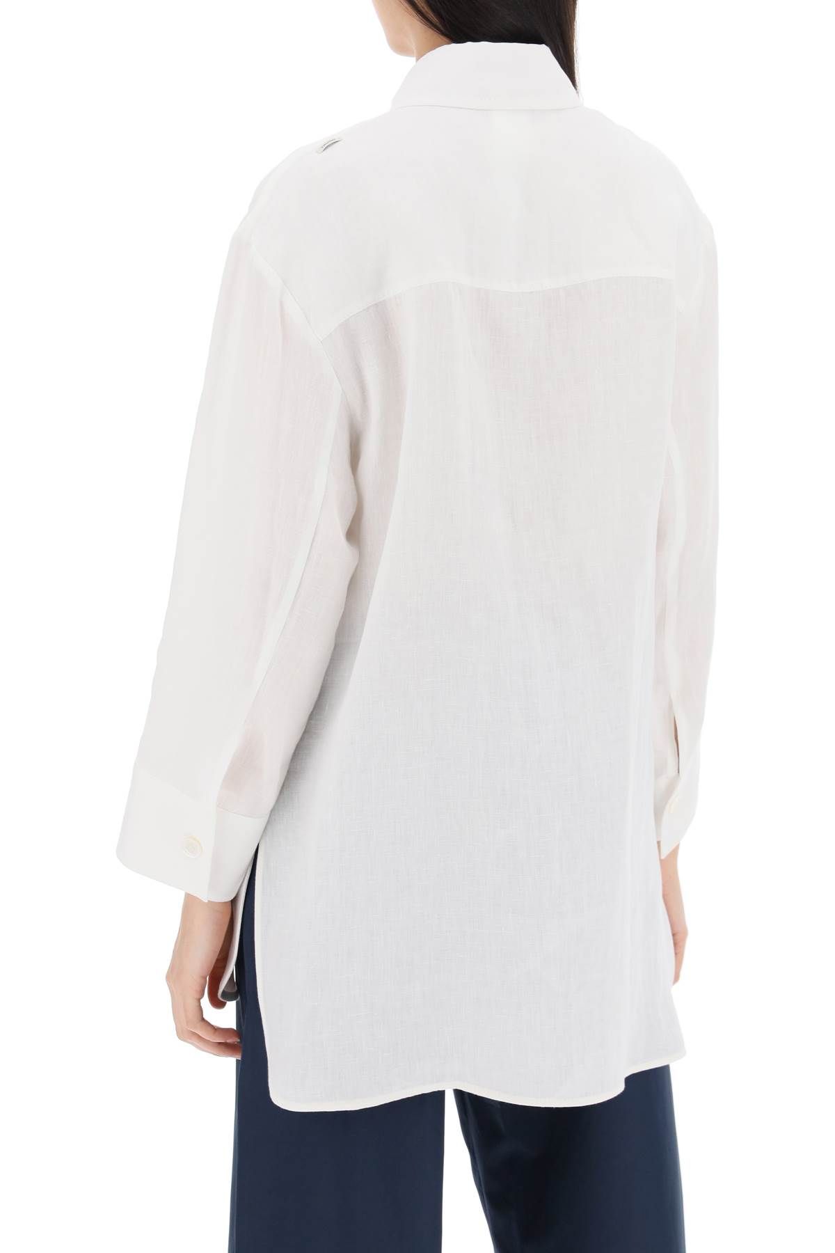Shop 's Max Mara Daria Linen Shirt With Three-quarter Sleeves In White