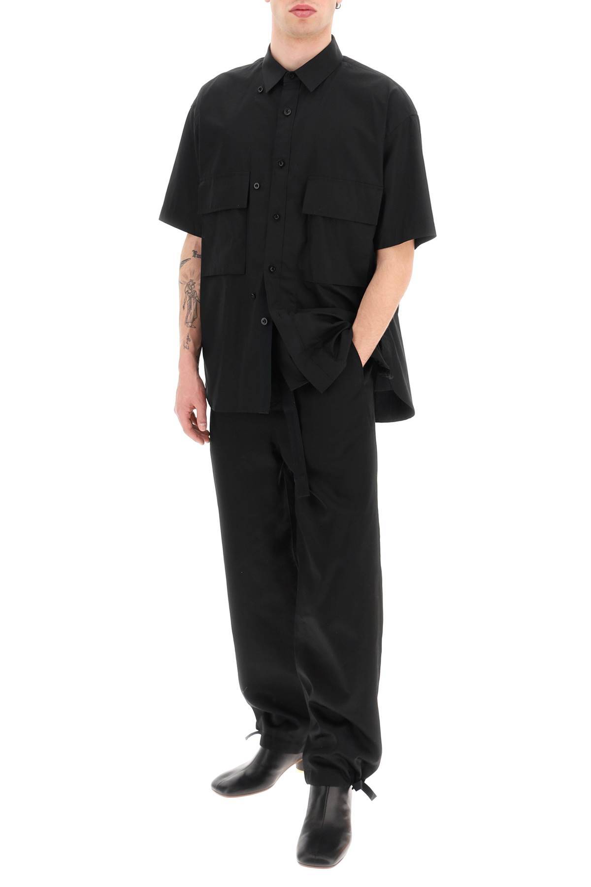 Shop Sacai Short-sleeved Poplin Shirt In Black