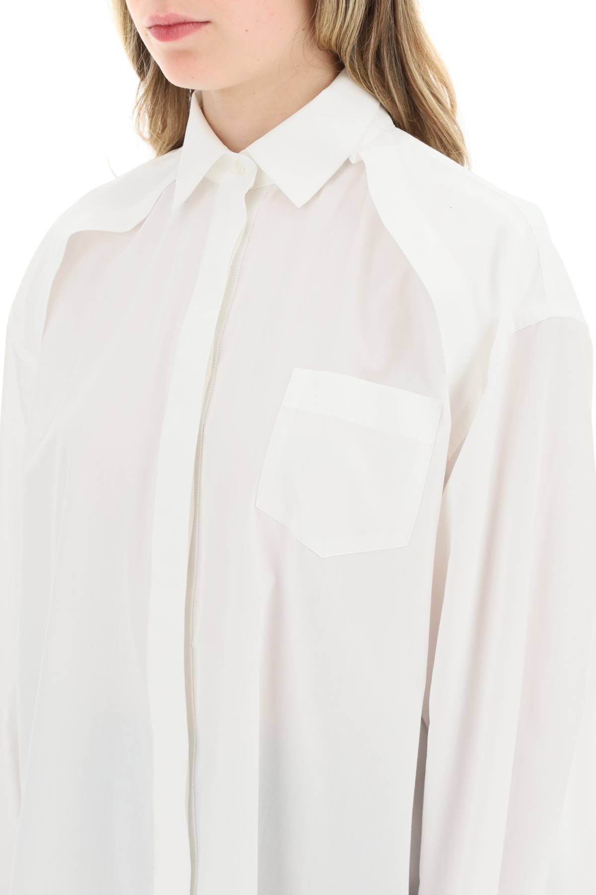 Shop Sacai Maxi Shirt With Cut-out Sleeves In White