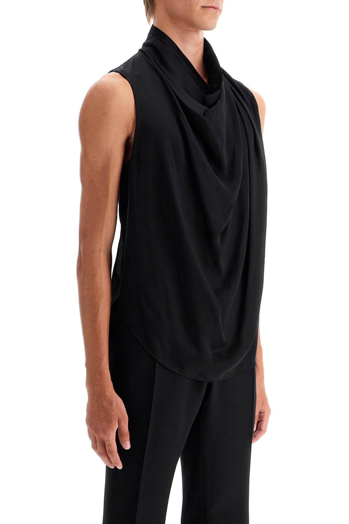 Shop Saint Laurent Silk Sleeveless Top With In Black