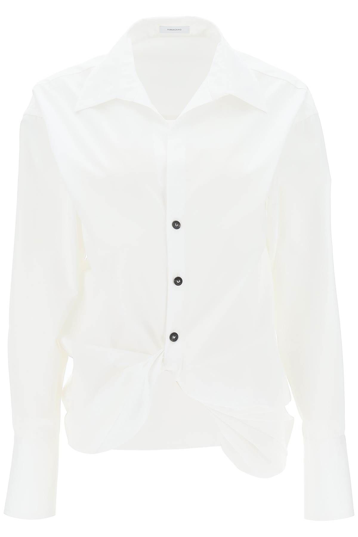 Shop Ferragamo Shirt With Draped Hem In White