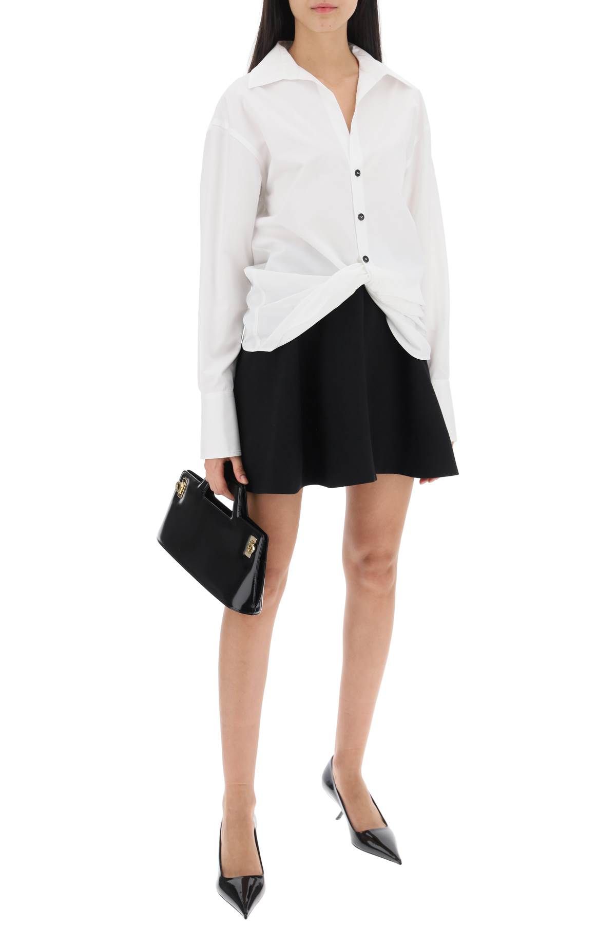 Shop Ferragamo Shirt With Draped Hem In White