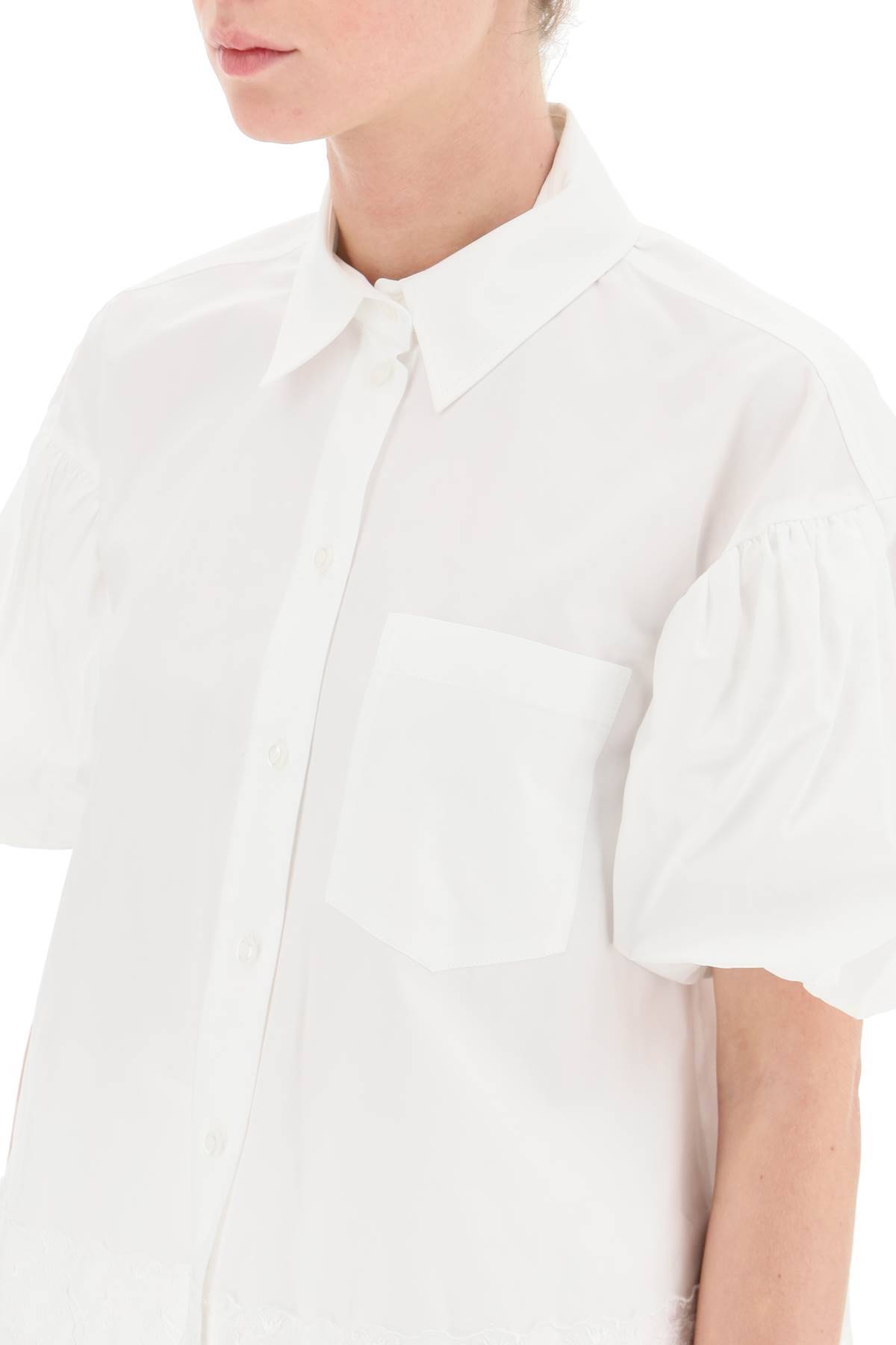 Shop Simone Rocha Cropped Shirt With Embrodered Trim In White