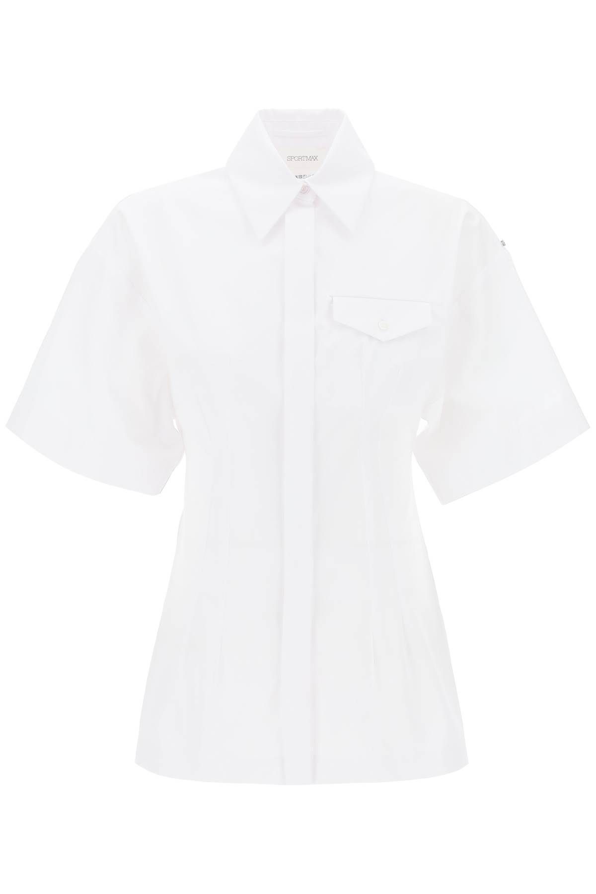 Shop Sportmax "poplin Curved Shirt In White