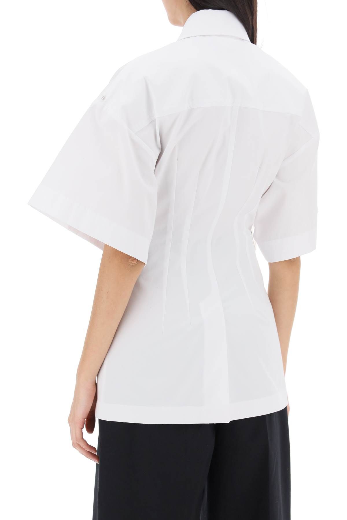Shop Sportmax "poplin Curved Shirt In White