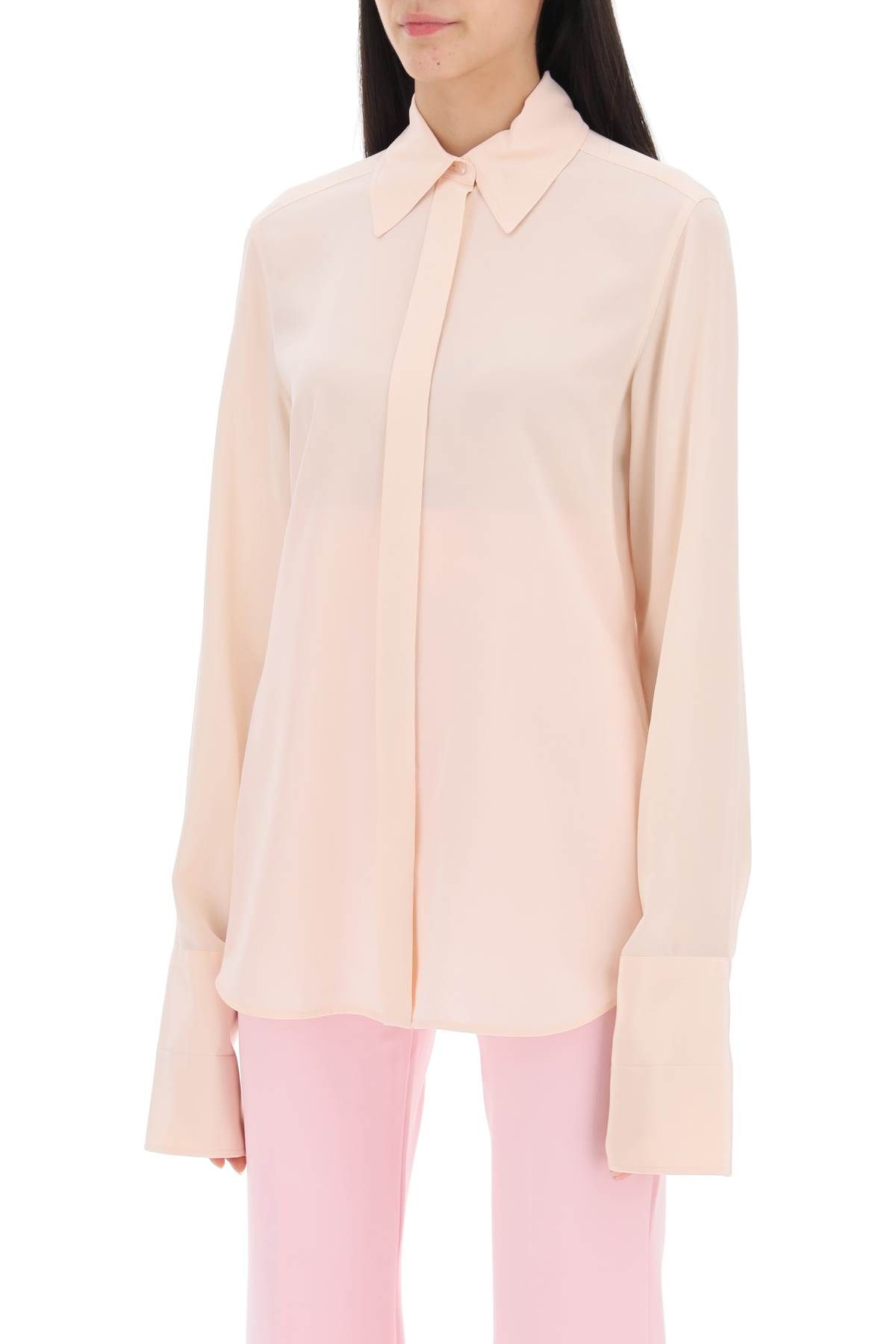 Shop Sportmax Lelia Shirt In Silk Crepe De Chine In Pink