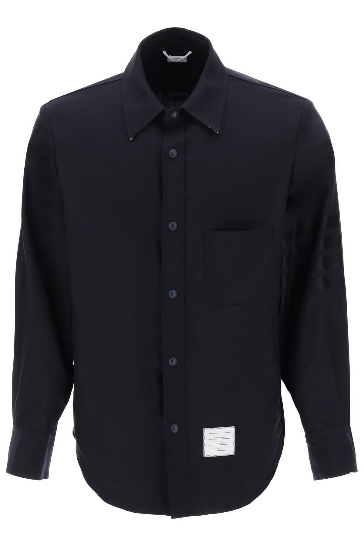 Shop Thom Browne 4-bar Shirt In Light Wool In Blue