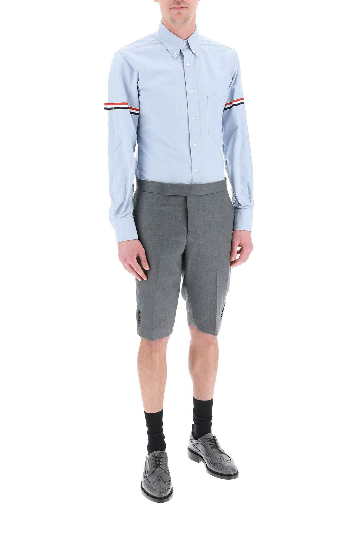 Shop Thom Browne Oxford Button-down Shirt With Rwb Armbands In Light Blue