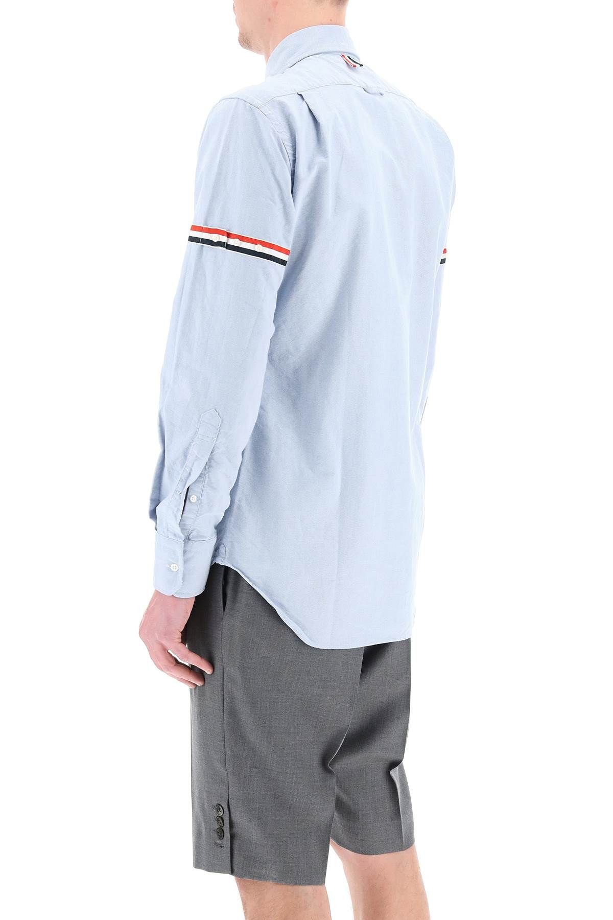 Shop Thom Browne Oxford Button-down Shirt With Rwb Armbands In Light Blue