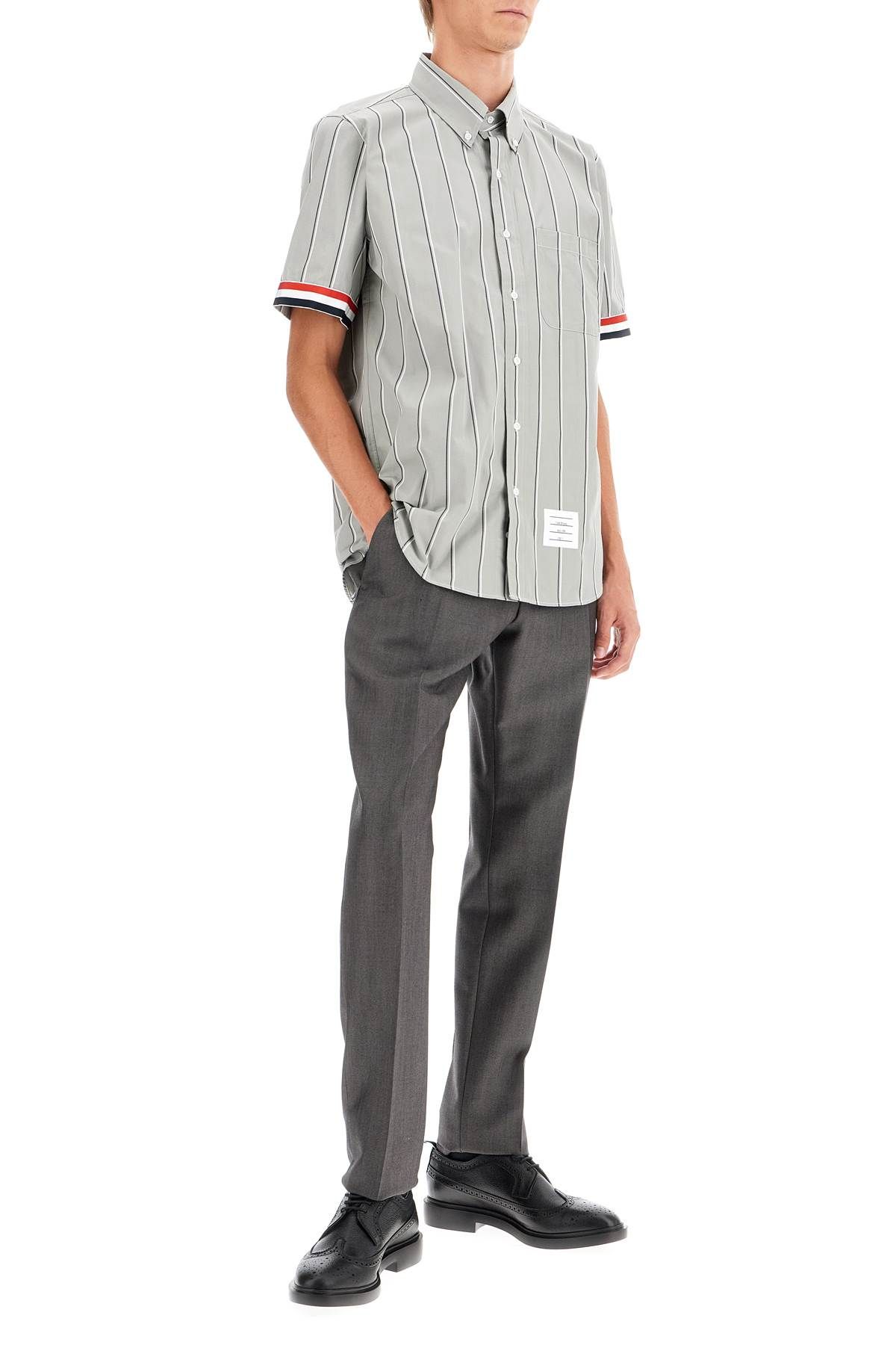 Shop Thom Browne Striped Short-sleeved Shirt In Grey