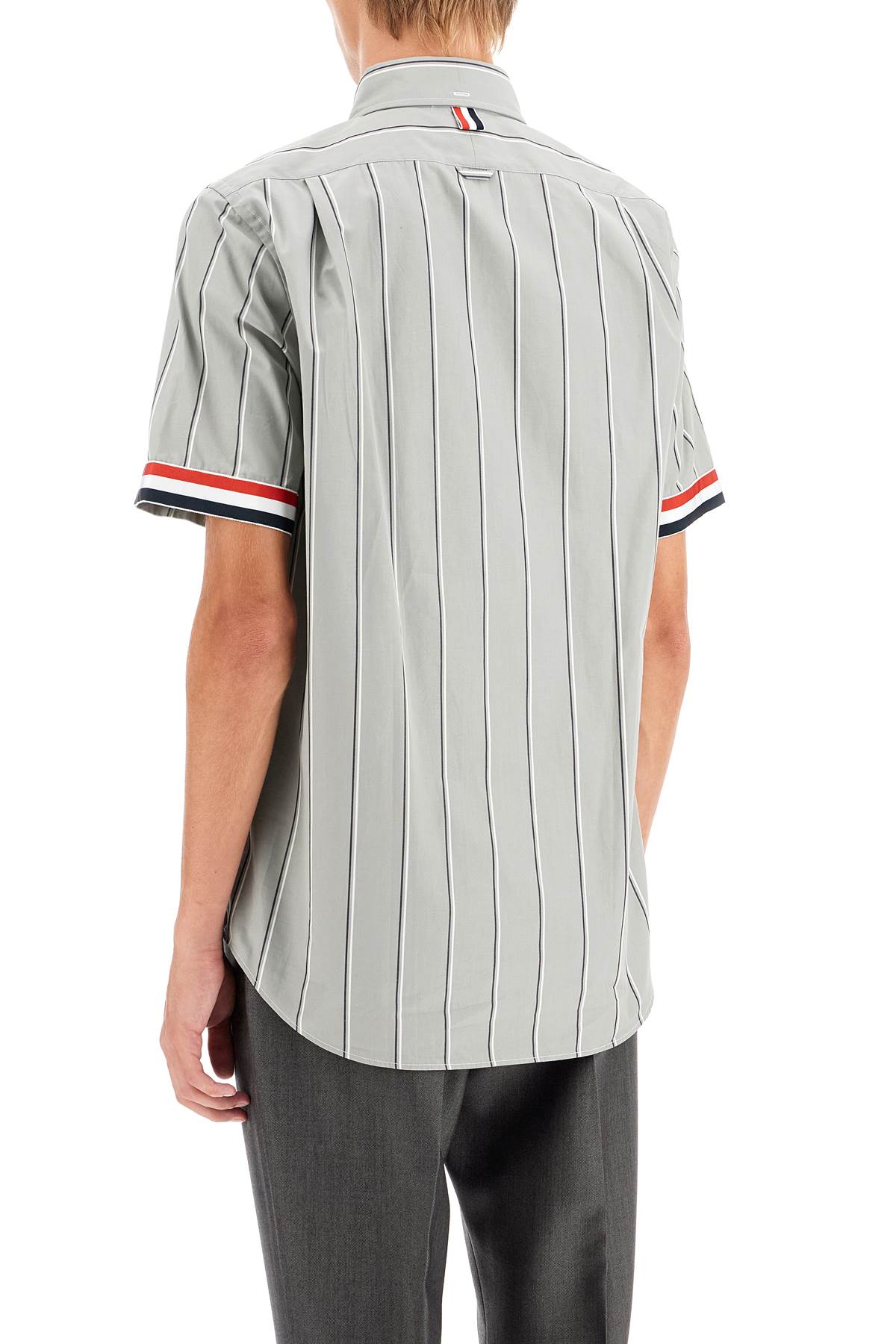 Shop Thom Browne Striped Short-sleeved Shirt In Grey