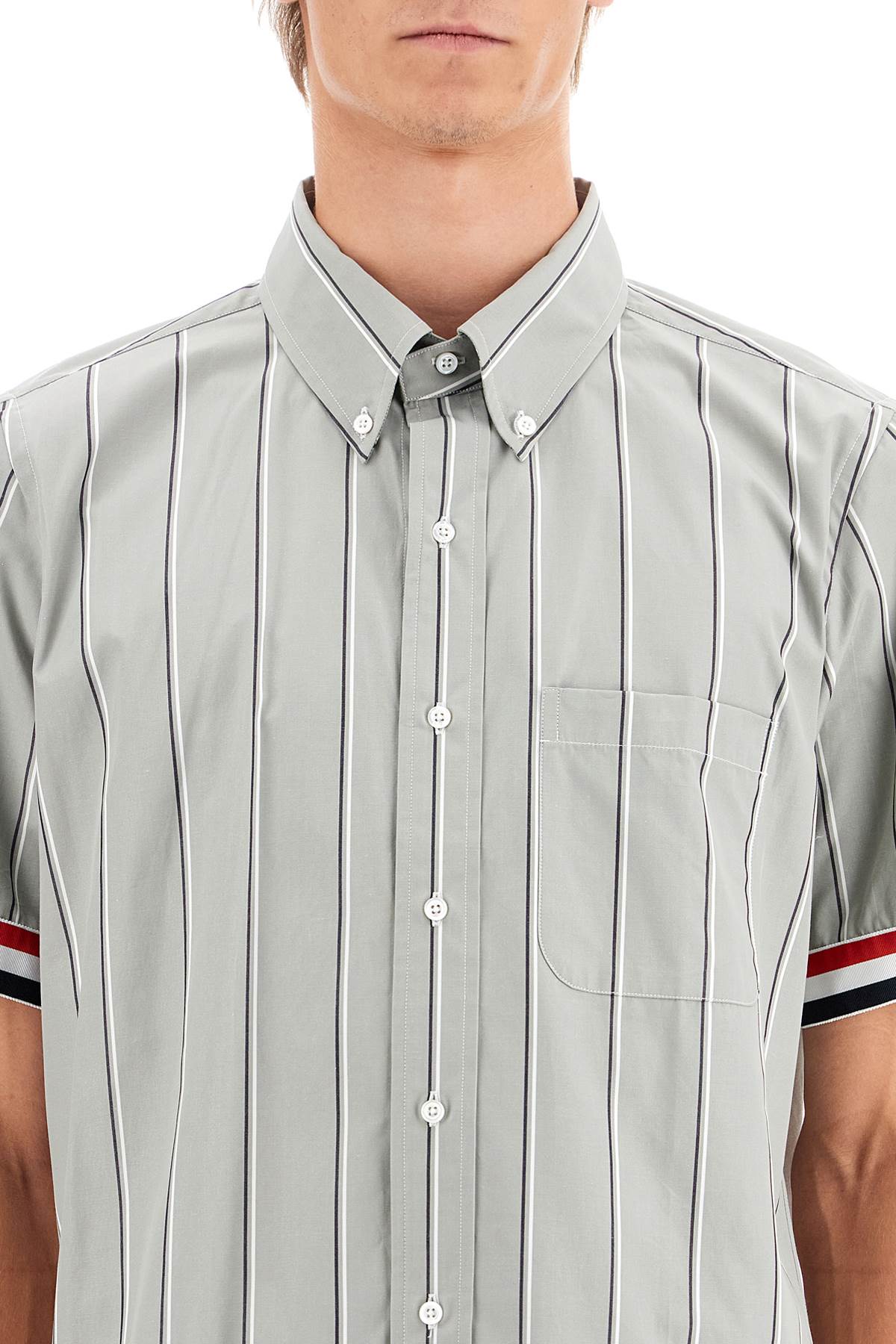 Shop Thom Browne Striped Short-sleeved Shirt In Grey