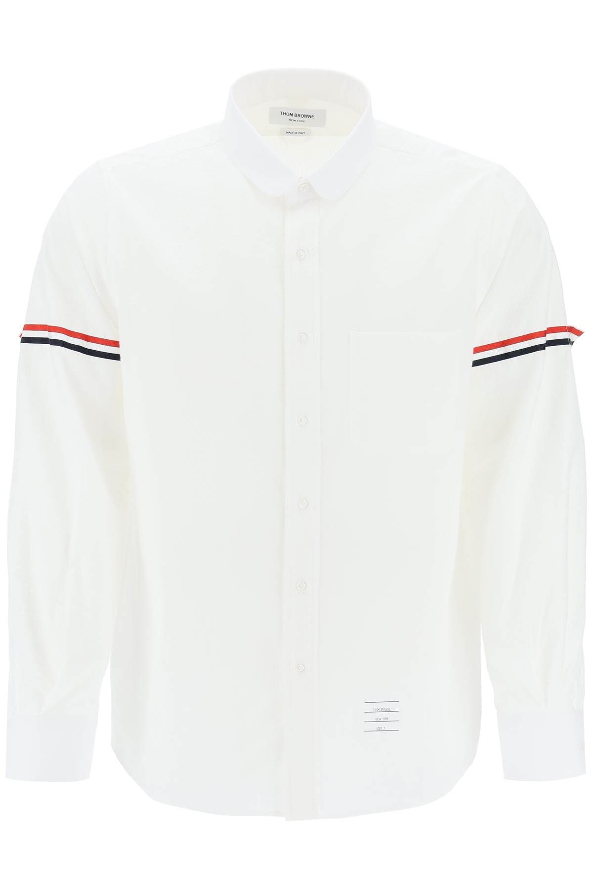 Thom Browne Camicia In Seersucker Con Colletto Stondato In White