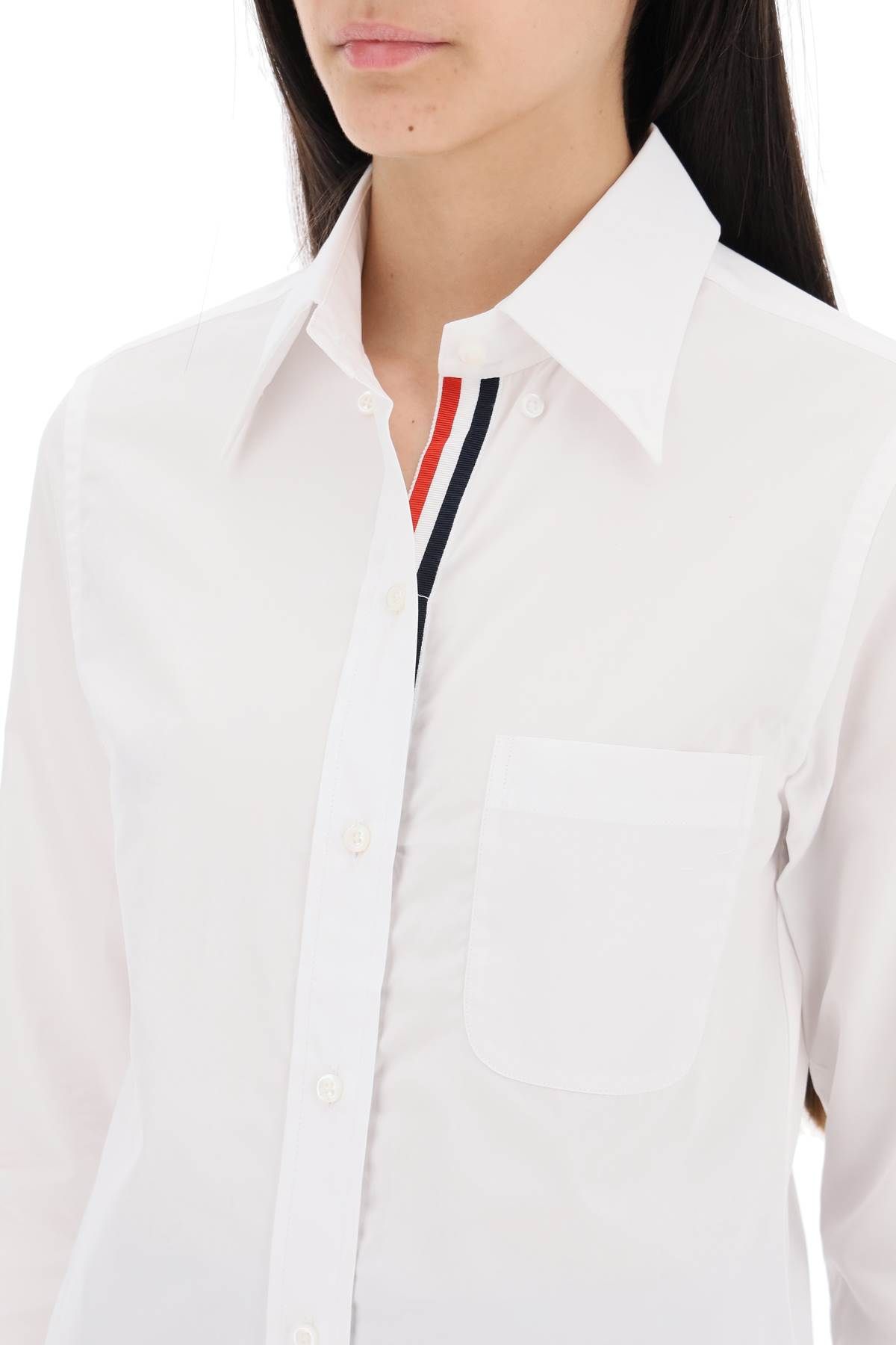 Shop Thom Browne Fitted Shirt In Poplin In White